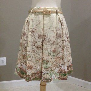 Elie Tahari linen floral print skirt with matching belt